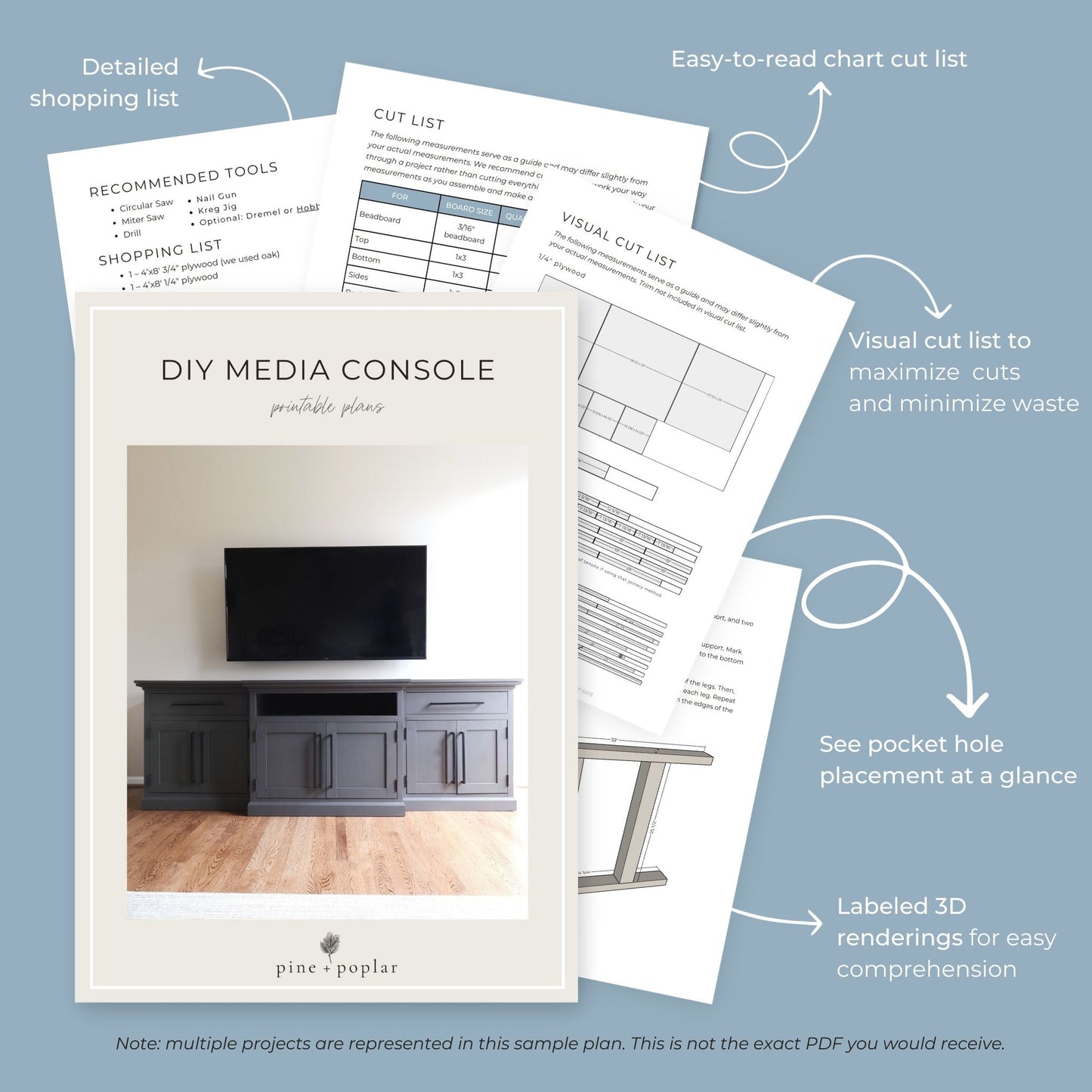 Large Media Console Printable Plans